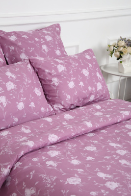 Пододеяльник поплин Пиония-компаньон малиновый